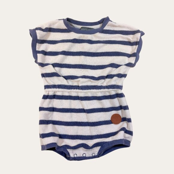 Navy striped romper, Canadia brand size 9-12 - Picture 1 of 1
